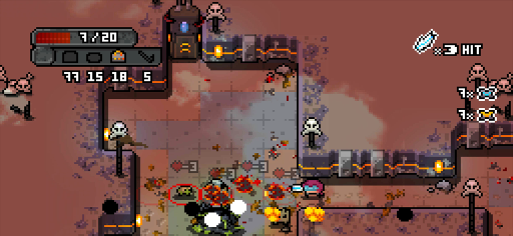 Space Grunts - Pixel art gameplay screenshot of Space Grunts showing a character fighting aliens in a sci-fi moon base
