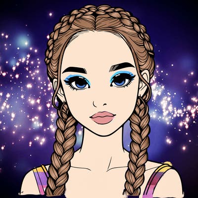 realistic girl with braids