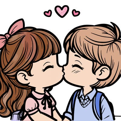 boy and girl kissing