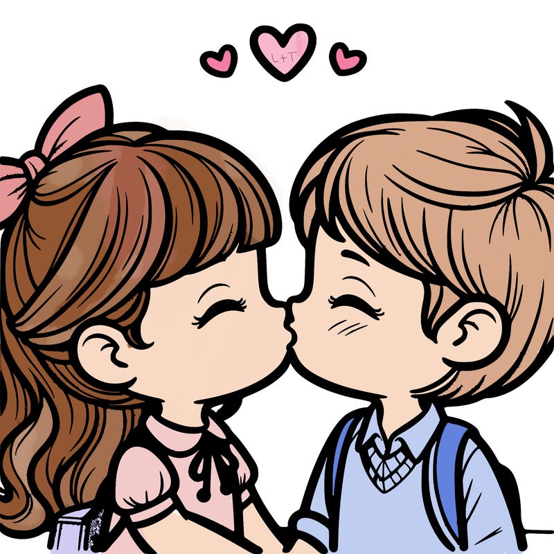boy and girl kissing
