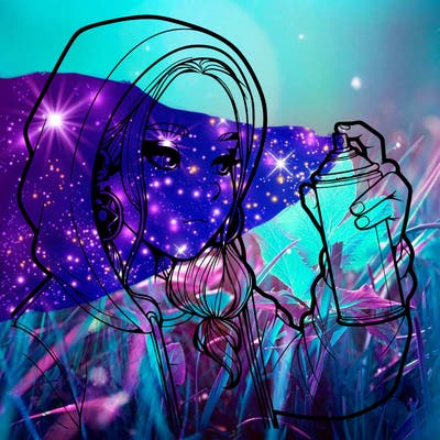 a realistic girl, spray painting