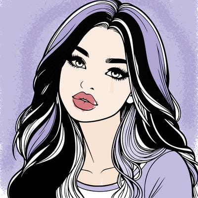 realistic girl with hair on her hair and lips