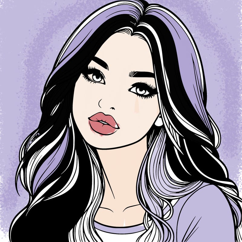 realistic girl with hair on her hair and lips