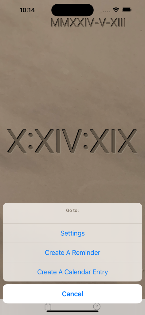 Roman Digital Clock - Interface do Relógio Digital Romano com menu de configurações