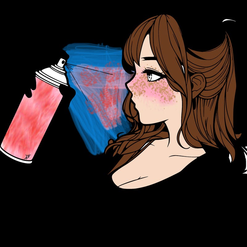 a realistic girl spray, painting