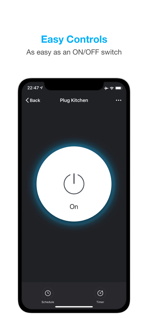 geeni - Geeni app interface showing a simple on off switch for a kitchen smart plug