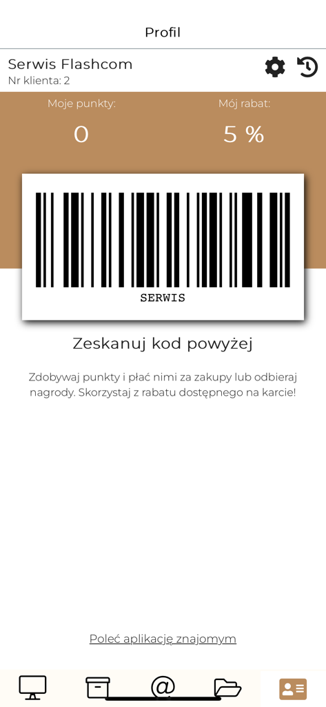 Aldente Bistro app profile view showing customer loyalty barcode and rewards points.