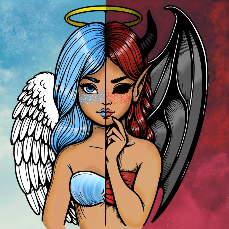 realistic angel half demon