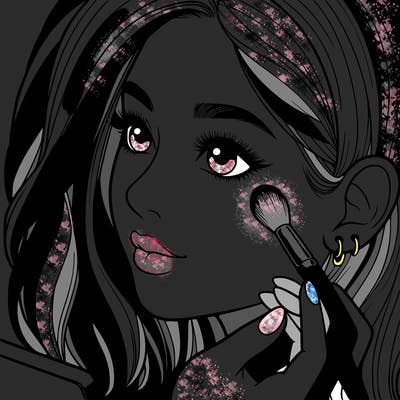 a realistic girl doing her makeup