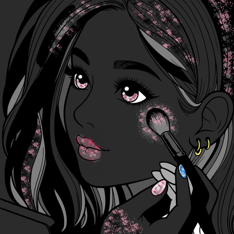 a realistic girl doing her makeup