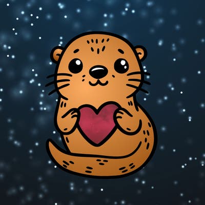 otter with a heart