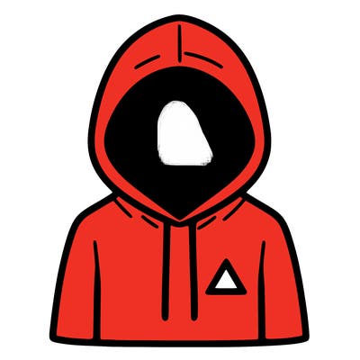 a person with non face waering a hoodie with a small triangle symbol