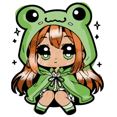 chibi girl with frog hoodie