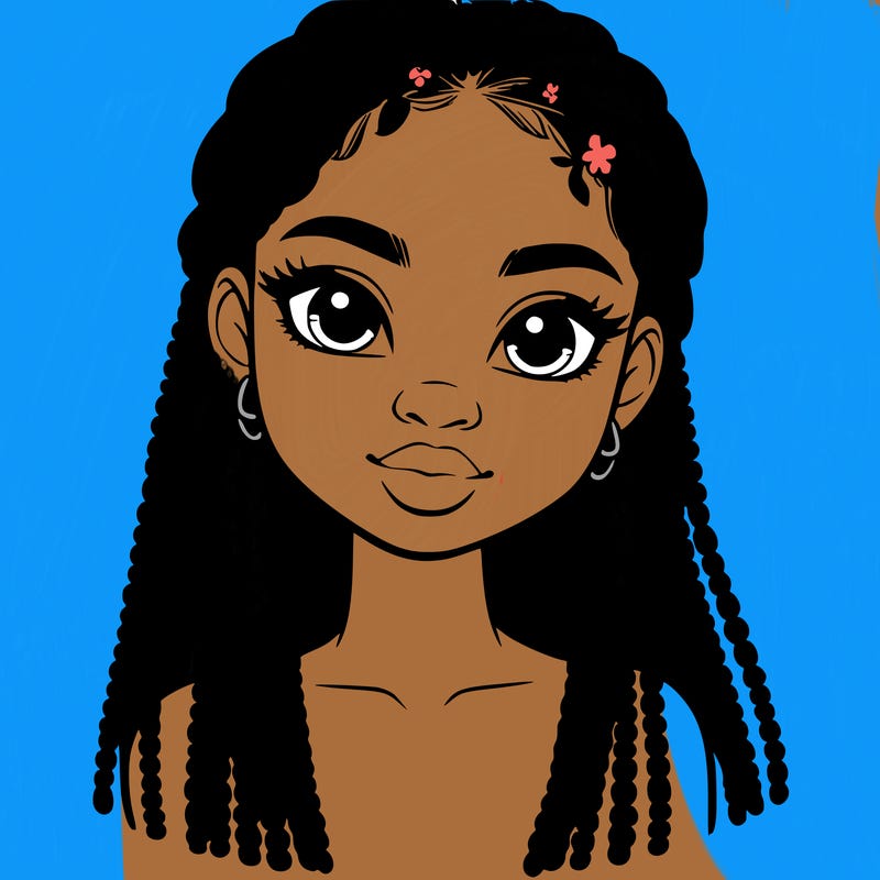 a realistic black girl with braids