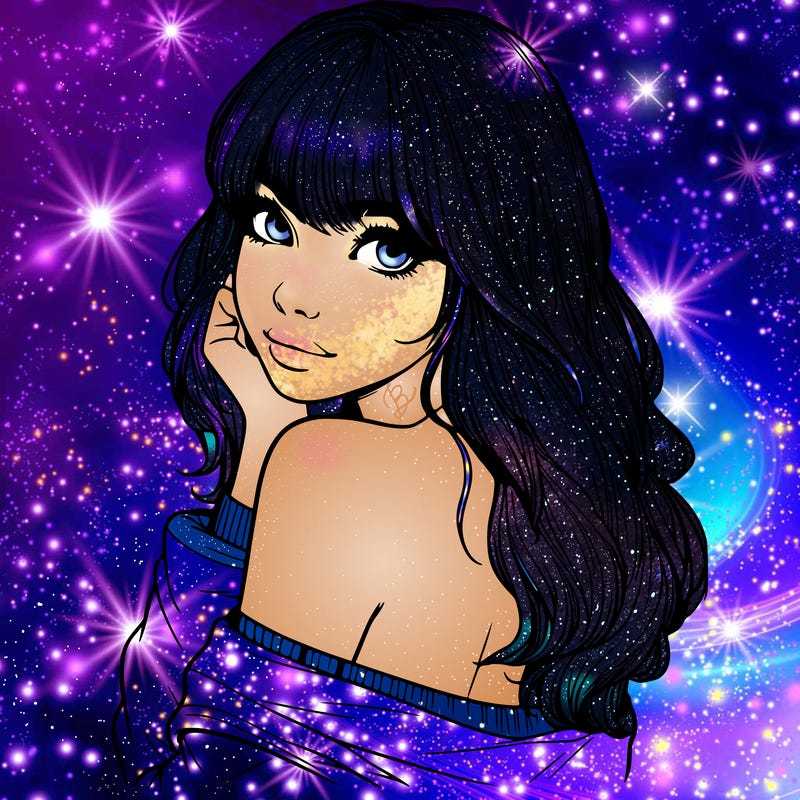 realistic girl with bangs looking over her shoulder