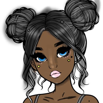 realistic girl with space buns