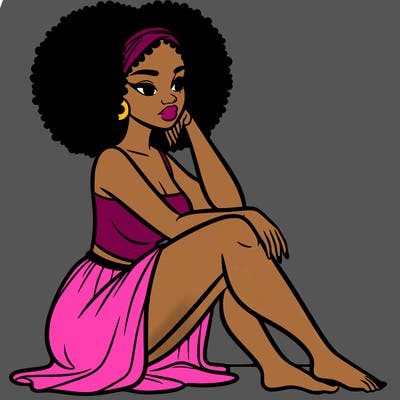 black woman sat down