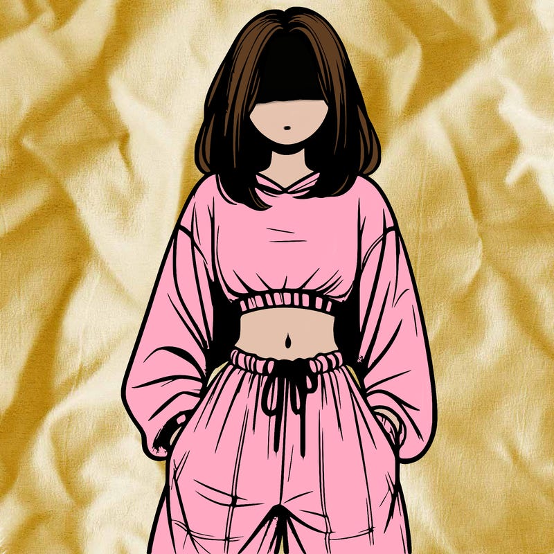 realistic girl faceless with baggy pants and a crop top
