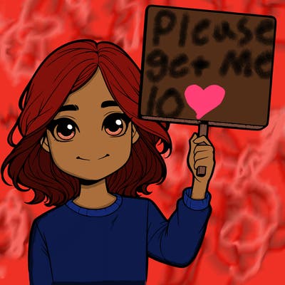 realistic girl holding up a sign