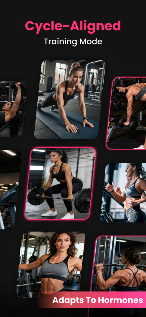 Gym Workout Planner | HerGym - Women exercising in a gym with cycle-aligned training that adapts to hormones
