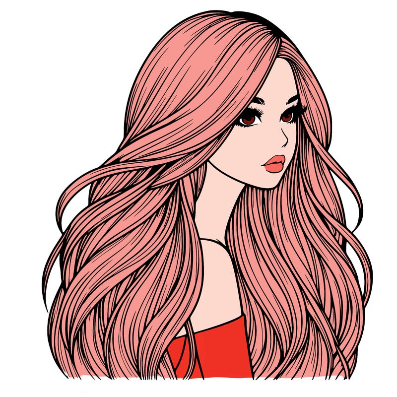 realistic girl with long realistic hair
