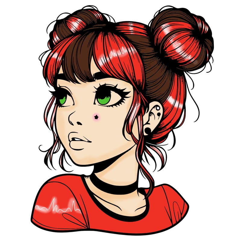 realistic girl with spacebuns