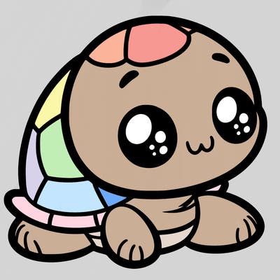 cute little animated turtle