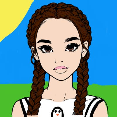 realistic girl with braids