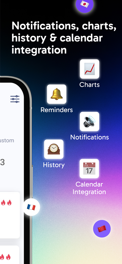 Forex calendar app features highlighting notifications charts history and calendar integration