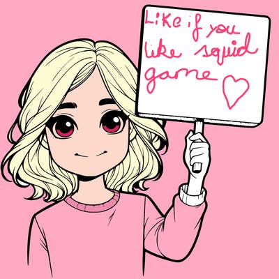 realistic girl holding up a sign