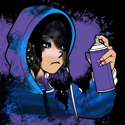 a realistic girl, spray painting