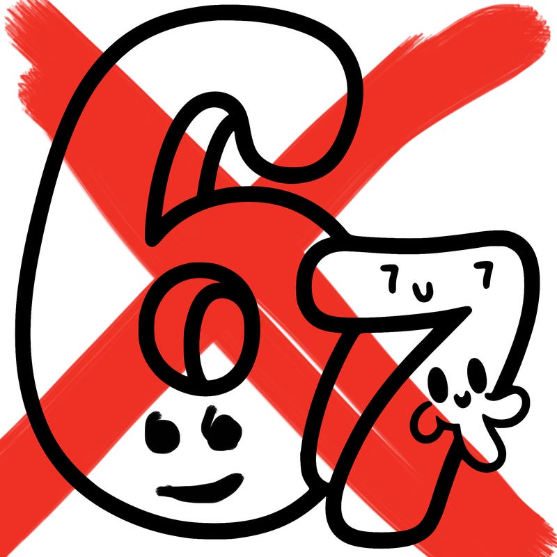 a number of a 6 and a seven