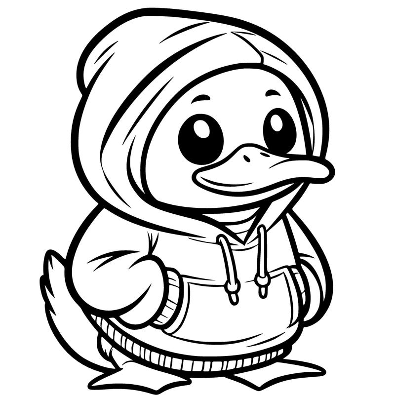duck wearing a hoodie