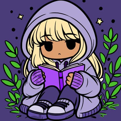 girl in oversized hoodie reading a book