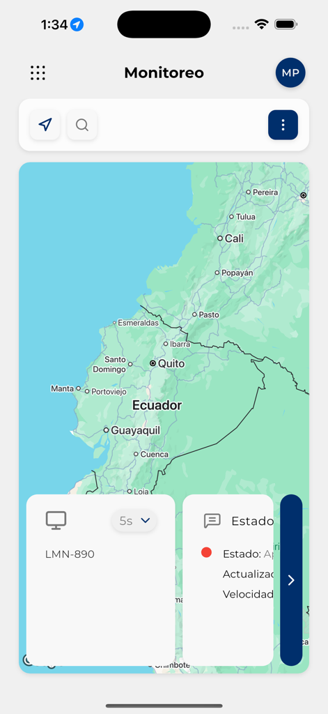 SZK-Tracking - Real-time vehicle monitoring map and status dashboard in the SZK-Tracking app.