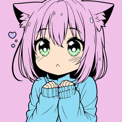 shy anime catgirl