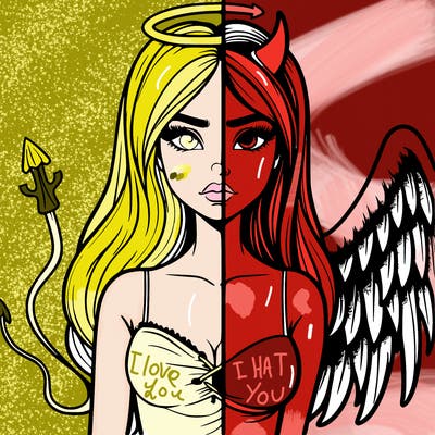 devil vs angel realistic girl