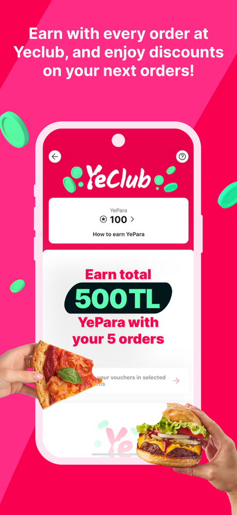 Yemeksepeti: Food & Grocery - Yemeksepeti YeClub mobile app screen showing loyalty points and rewards for food and grocery orders