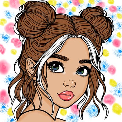 realistic girl with hair buns on her head