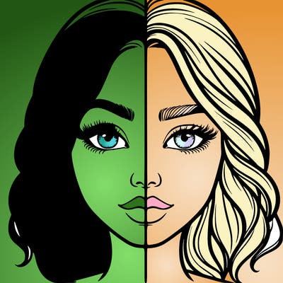 realistic girl split half