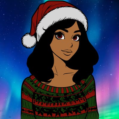 realistic lady in a christmas sweater