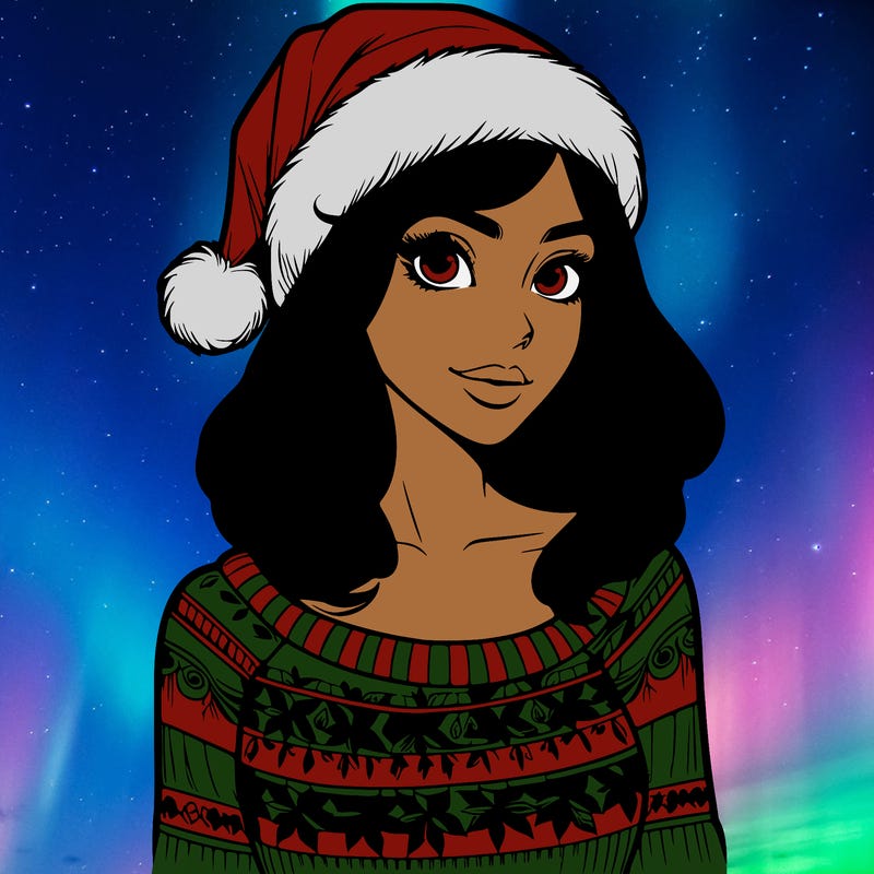realistic lady in a christmas sweater