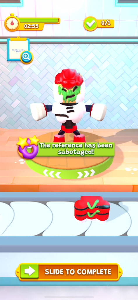 Nailed It! Baking Bash - In-game screenshot of Nailed It! Baking Bash showing a sabotaged cake character during a multiplayer match.