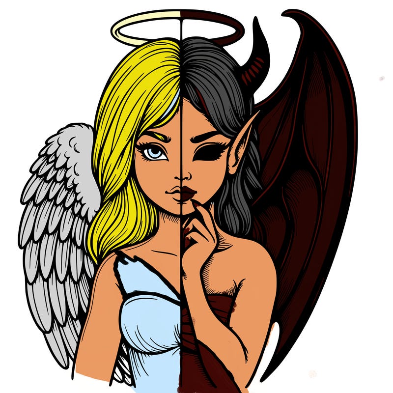 realistic angel half demon