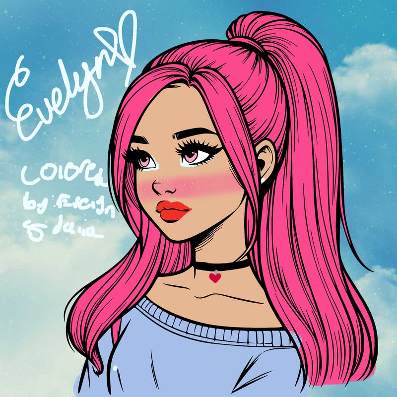 realistic girl with a high ponytail