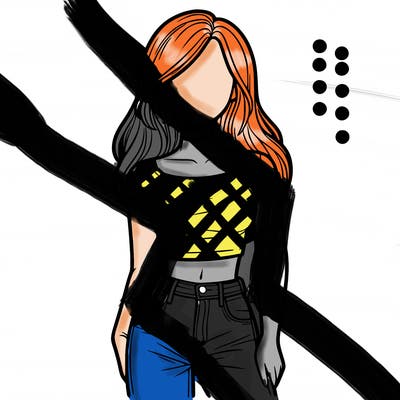 girl with a crop top and jeans