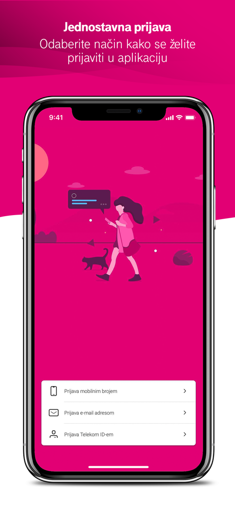 Moj Telekom HR - Moj Telekom HR Mobile App Anmeldebildschirm mit Login-Optionen