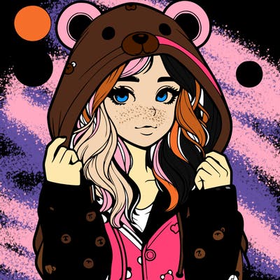 realistic girl in a animal pjs hoodie