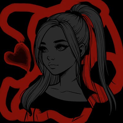 realistic girl with a high ponytail