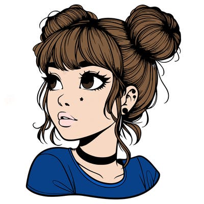 realistic girl with spacebuns